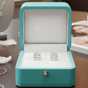 Moissanite 2 CTW Cushion Cut Stud Earrings